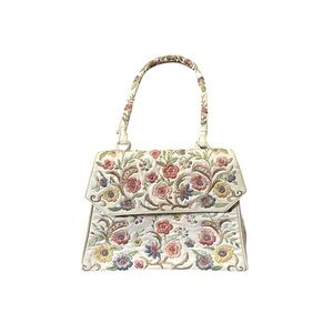 VTG Marketa Rio de Janeiro Floral Embroidered Mini Handbag Purse Retro 50s 60s